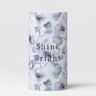 Pretty Purple Flowers Pillar Candle