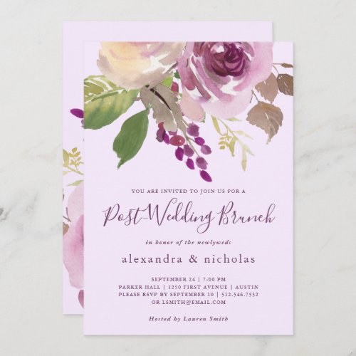 Pretty Purple Flowers  Post_Wedding Brunch Invitation