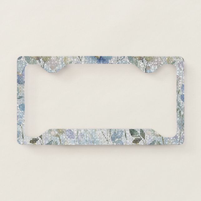 Pretty Purple Flowers Sparkle License Plate Frame (Front)