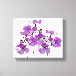 Pretty purple flowers stylish modern floral art  canvas print