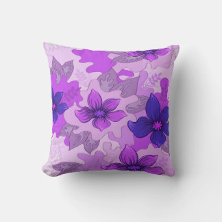 Pretty Purple Flowers Throw Pillow