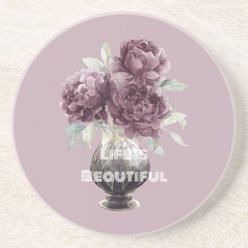 Pretty Purple Flowers Vase Coaster