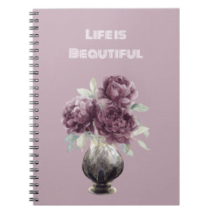 Pretty Purple Flowers Vase Notebook