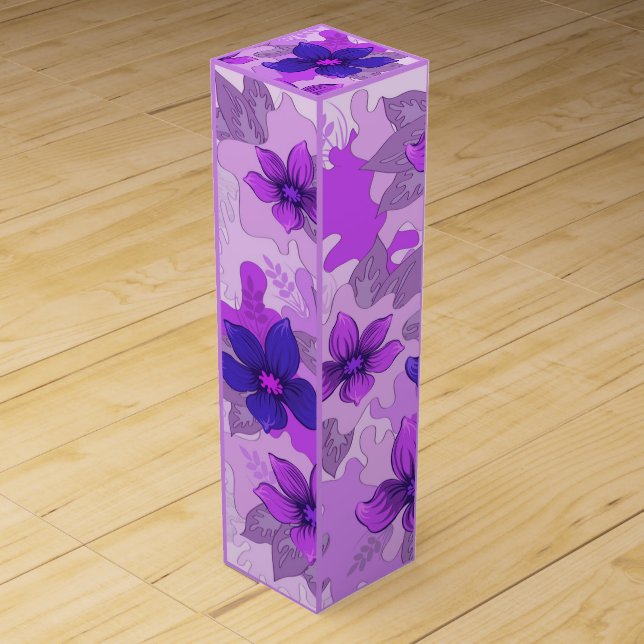 Pretty Purple Flowers  Wine Box (Front)