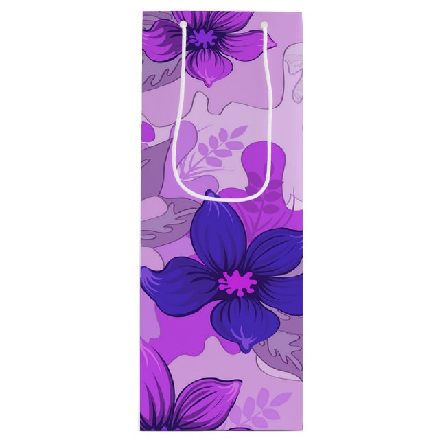 Pretty Purple Flowers  Wine Gift Bag (Front)