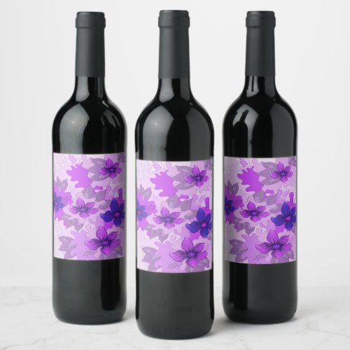 Pretty Purple Flowers  Wine Label