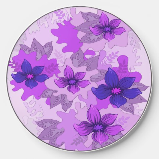 Pretty Purple Flowers Wireless Charger (Front)