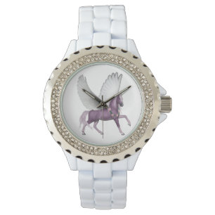 Pretty Purple Flying Unicorn Flowers Violet Watch
