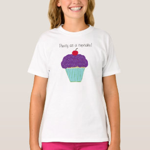 Pretty Purple Frosting Cherry Cupcake Girls Shirt