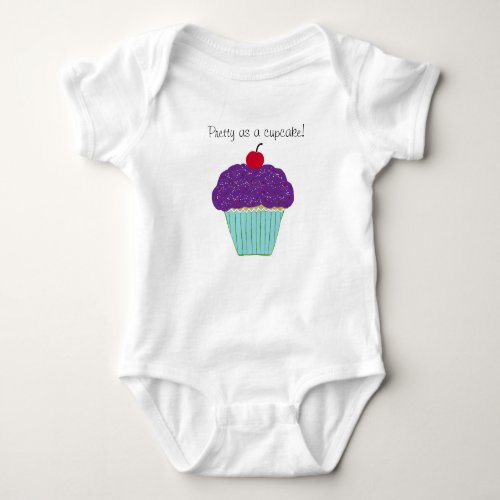 Pretty Purple Frosting Cherry Cupcake Infant Shirt