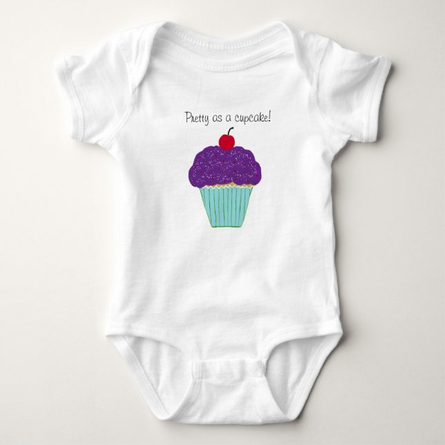 Pretty Purple Frosting Cherry Cupcake Infant Shirt (Front)