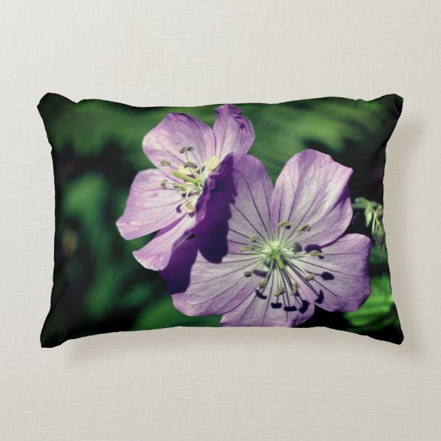 Pretty Purple Geranium Flower Pair Close Up  Accent Pillow (Front)
