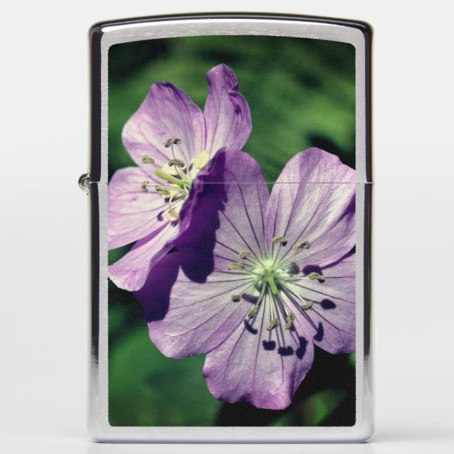 Pretty Purple Geranium Flower Pair Close Up  Zippo Lighter (Front)