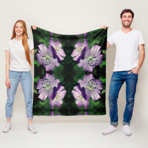 Pretty Purple Geranium Flower Pair Pattern Fleece
