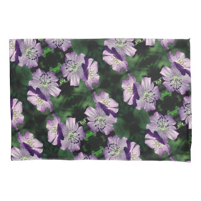 Pretty Purple Geranium Flower Pair Pattern Pillow Case (Front)