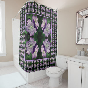 Pretty Purple Geranium Flower Pair Pattern    Shower Curtain