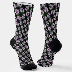 Pretty Purple Geranium Flower Pair Pattern Socks
