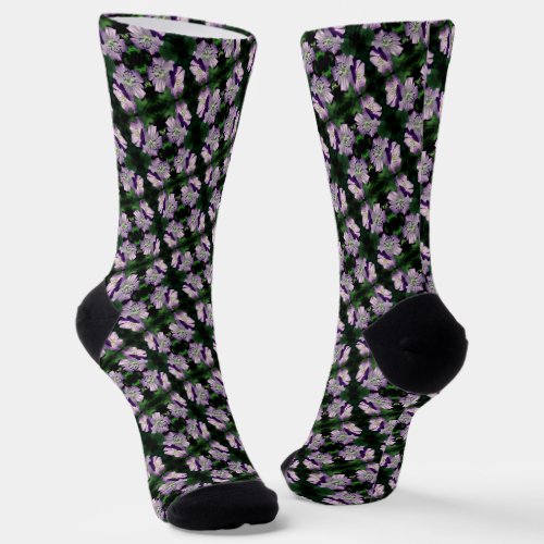 Pretty Purple Geranium Flower Pair Pattern    Socks