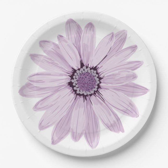 Pretty Purple Gerbera Paper Plates (Front)