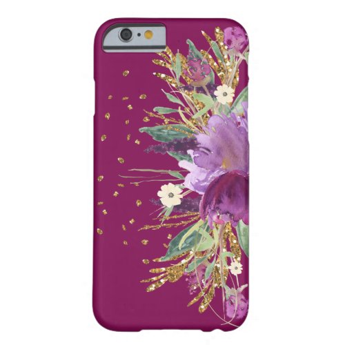 Pretty purple Glitter floral iPhone 6 Case