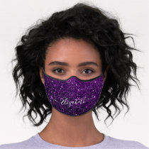 Pretty Purple Glitter Glam Name Personalized Premium Face Mask
