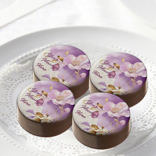 Pretty Purple Gold Floral  Chocolate Covered Oreo