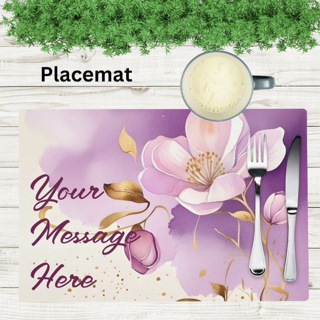Pretty Purple Gold Floral  Placemat (Creator Uploaded)