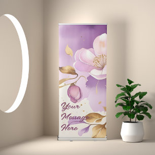 Pretty Purple Gold Floral  Retractable Banner