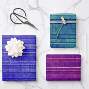 Pretty Purple Green Pink Blue Distressed Stripes Wrapping Paper Sheets