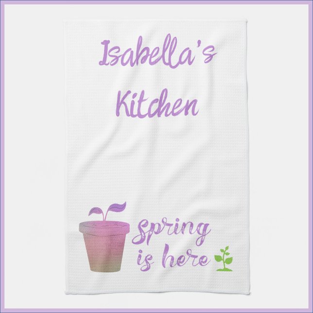 Pretty Purple & Green SPRING IS HERE   Kitchen Towel (Creator Uploaded)