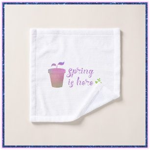 Pretty Purple & Green SPRING IS HERE Wash Cloth