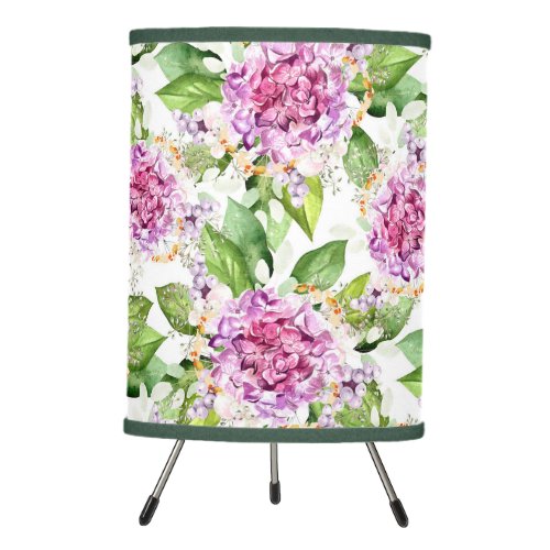 Pretty Purple Green Watercolor Modern Floral Tripod Lamp