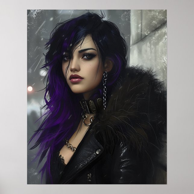 Pretty Purple Haired Girl Poster (Front)