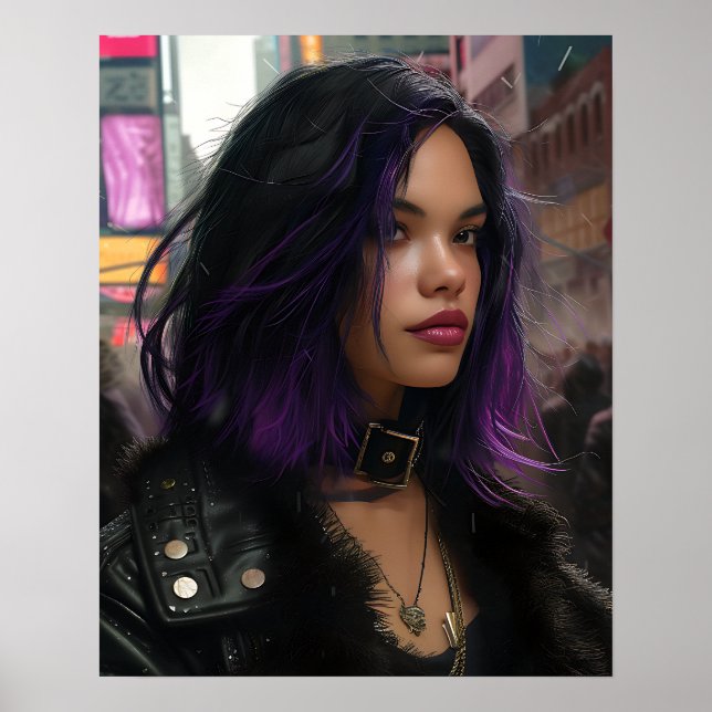 Pretty Purple Haired Girl Poster (Front)