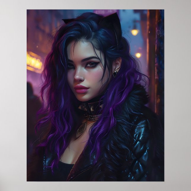 Pretty Purple Haired Girl Poster (Front)