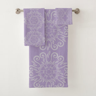 PRETTY PURPLE HAMPTONS STYLE BATHROOM TOWEL SET