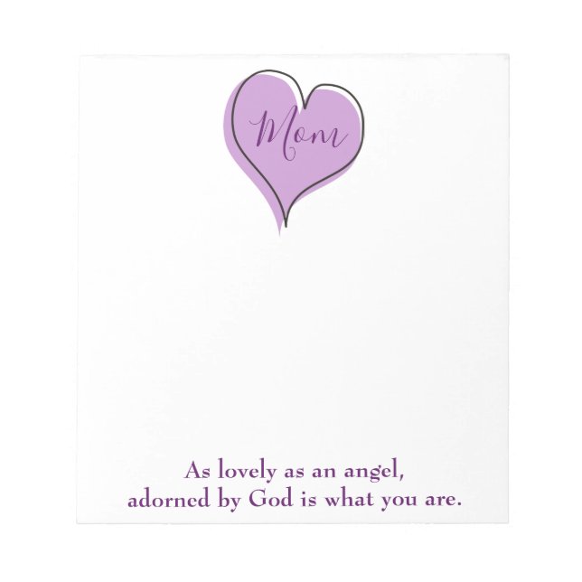 Pretty purple heart Mom Notepad (Front)