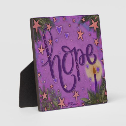 Pretty Purple Heart Star Candle Hope Plaque