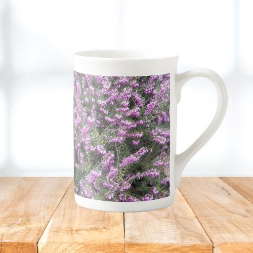 Pretty Purple Heather Floral Bone China Mug