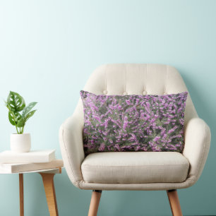 Pretty Purple Heather Floral Lumbar Pillow