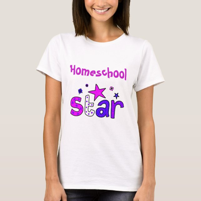 Pretty Purple Home school Star T-Shirt (Front)