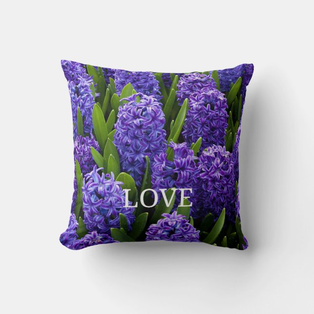 Pretty Purple Hyacinths in Bloom Throw Pillow (Front)