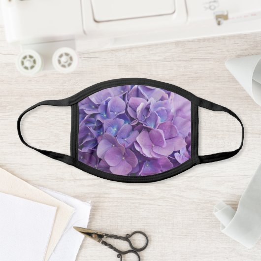 Pretty Purple Hydrangea Flower Bloom Face Mask (Insitu)