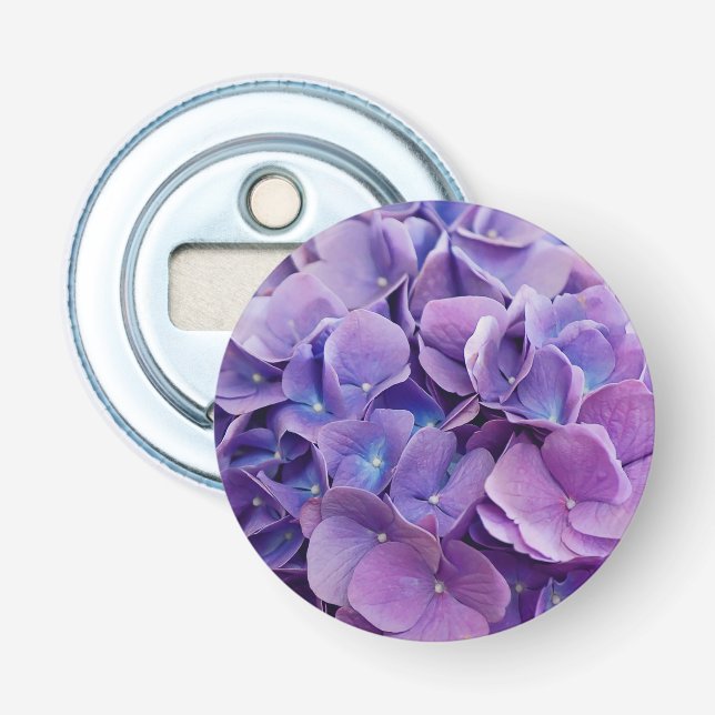 Pretty Purple Hydrangea Macro Photography Bottle Opener (Front)