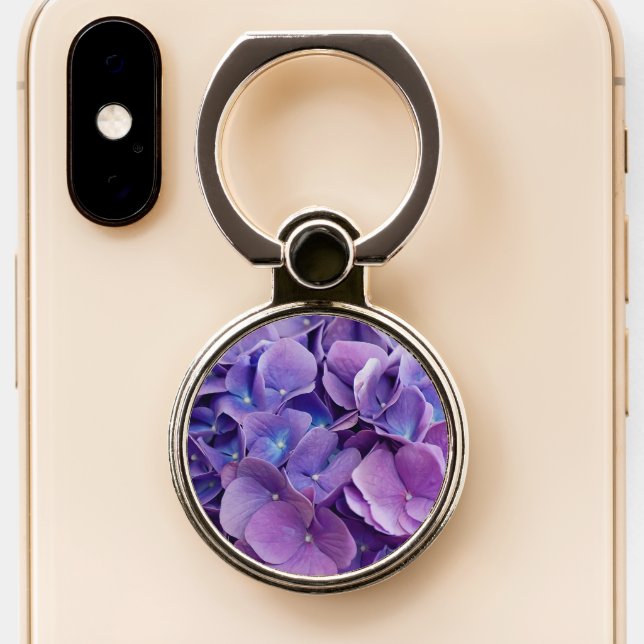 Pretty Purple Hydrangea Macro Photography Phone Ring Stand (Close Up)