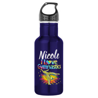 PRETTY PURPLE I LOVE GYMNASTICS DESIGN STAINLESS STEEL WATER BOTTLE