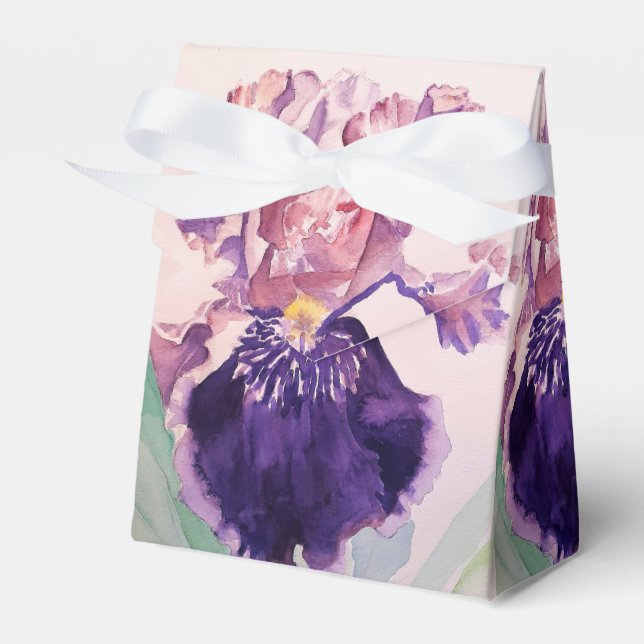 Pretty Purple Iris Floral Birthday Cake Favor Box (Front Side)