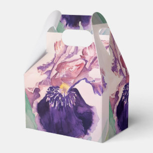 Pretty Purple Iris Floral Birthday Cake Favor Box