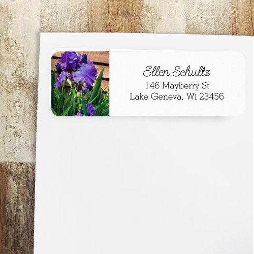 Pretty Purple Iris Flowers Label