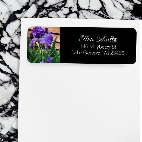 Pretty Purple Iris Flowers Label